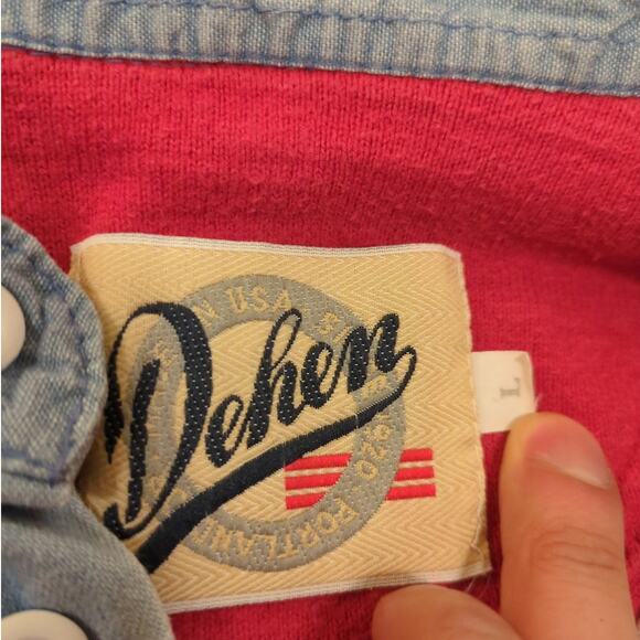 VTG Dehen Ford USA Men's Medium / Large Button Up Shirt Colorblock America Y2K - Picture 4 of 12